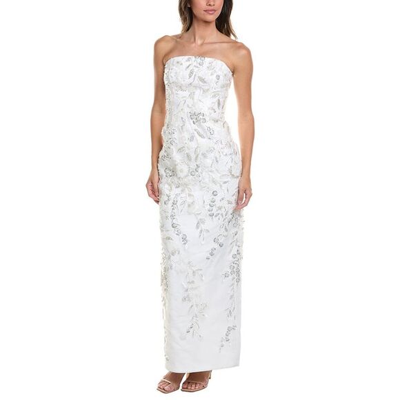 milly magnolia strapless beaded sequin maxi dress | Dresses | Milly Womens Silver Dream White Wedding dress